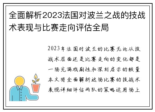 全面解析2023法国对波兰之战的技战术表现与比赛走向评估全局
